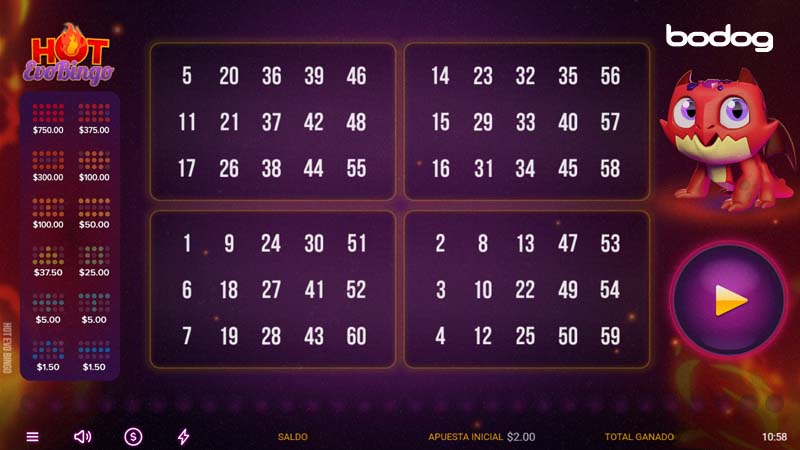 juego hot evobingo